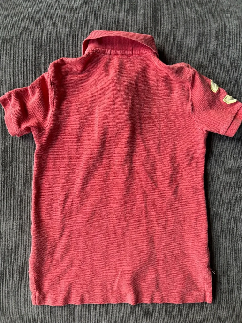 Polo Ralph Lauren Boys Big Pony Cotton Mesh Polo Shirt -Coral Pink Yellow Size 6